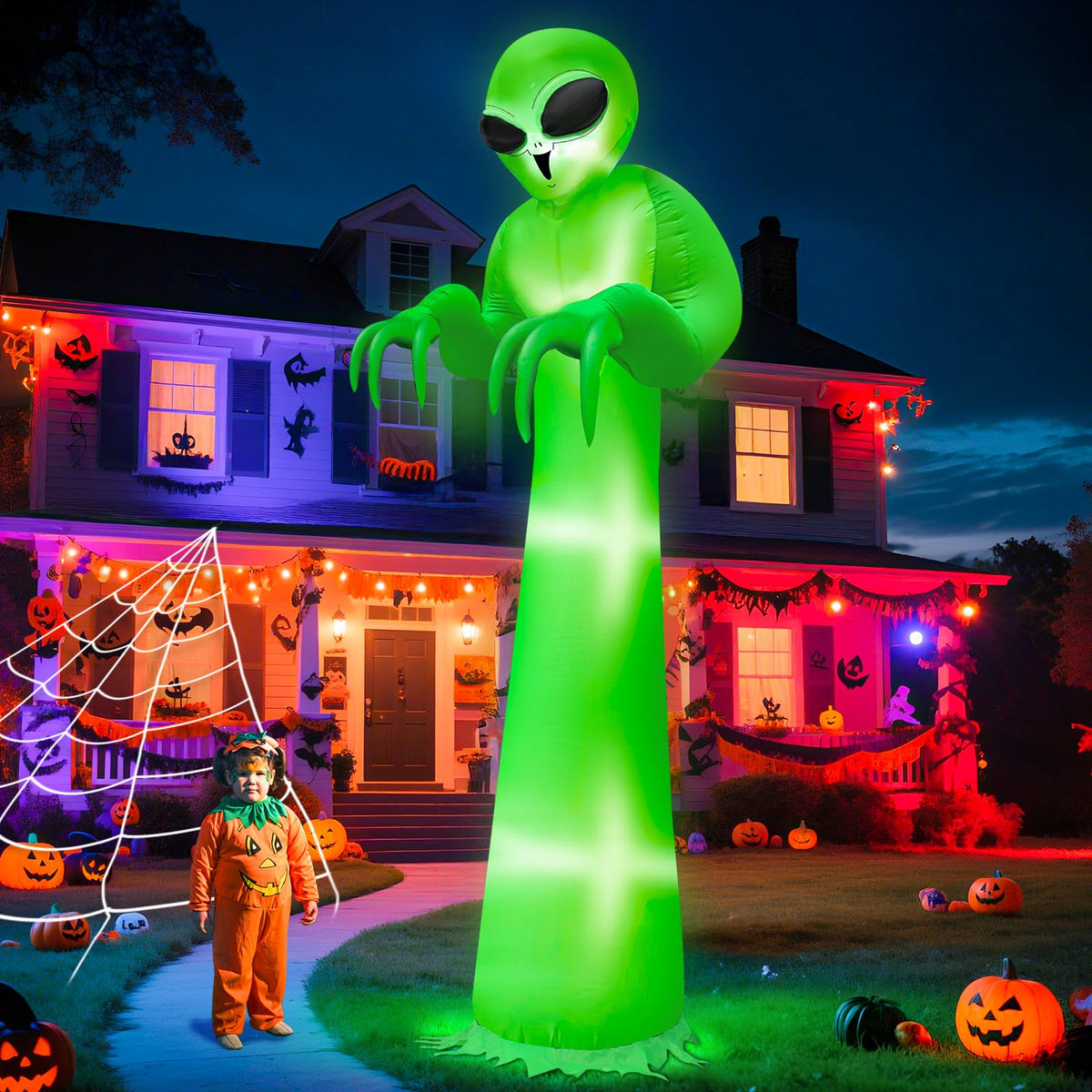 TURNMEON alien front view showing full 12 ft height and dramatic yard impact
