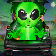 TURNMEON front view of 3 ft alien inflatable showing shape and design, easy setup