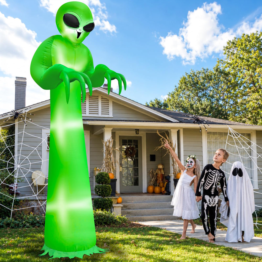TURNMEON lit alien at night with cool white LEDs creating visible curb appeal