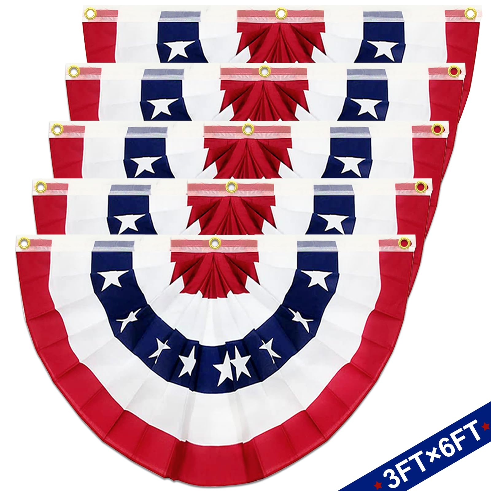 TURNMEON front view of 3x6 ft bunting showing stars and stripes for bold curb appeal