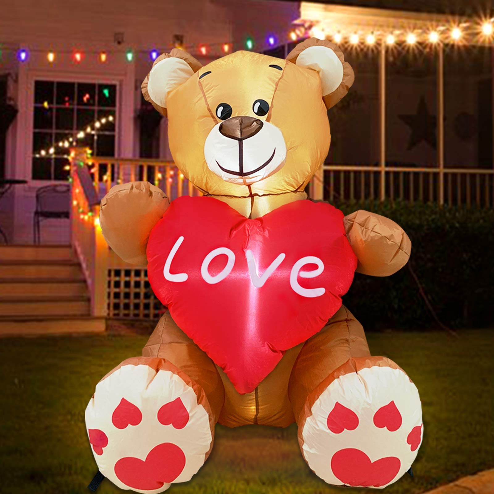 TURNMEON front view bear holding Love heart, bright yard curb appeal