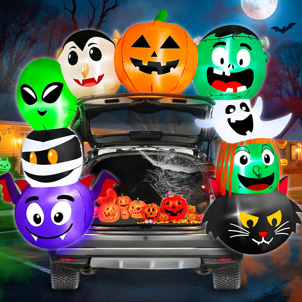 TURNMEON front view inflated arch showcasing full Halloween display and curb appeal