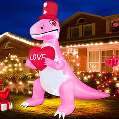 TURNMEON front view of pink Valentine dinosaur showing size and curb appeal