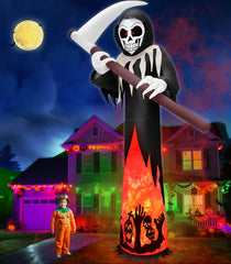 TURNMEON grim reaper front view showing full 12ft height and spooky presence