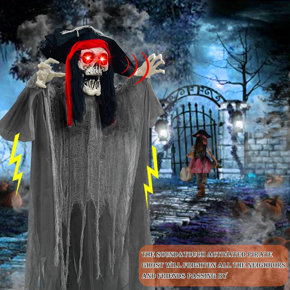 TURNMEON pirate ghost lit at night creating spooky motion and red-eye effect