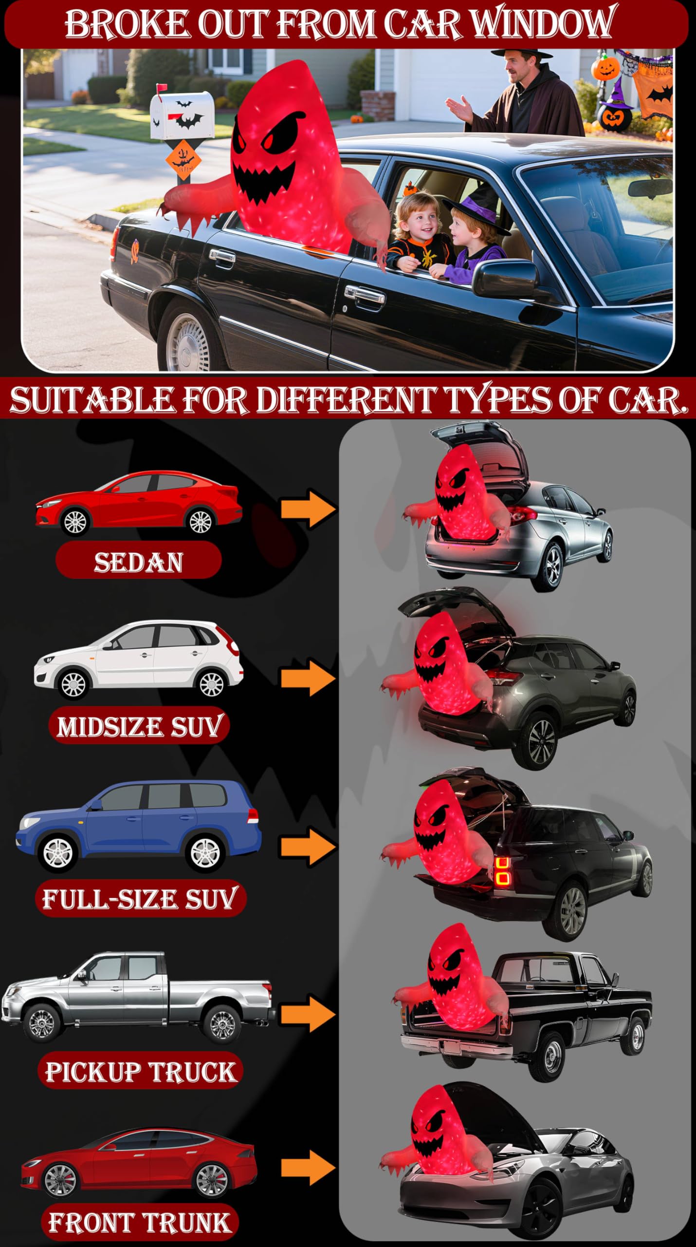 TURNMEON size comparison next to sedan shows 3.5ft scale for fitting vehicles
