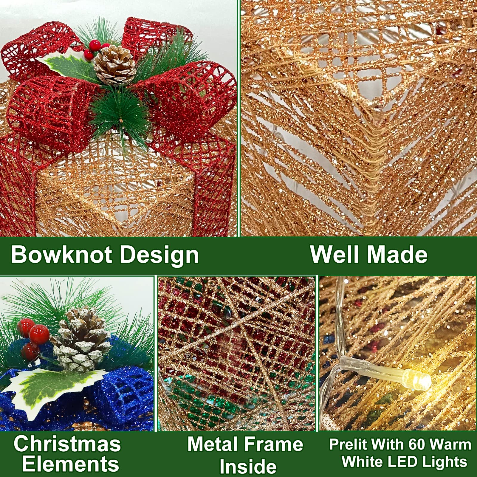 TURNMEON stacked gift boxes showing three sizes for layered holiday displays