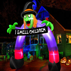 TURNMEON front view of witch archway showing full haunted entrance and curb appeal