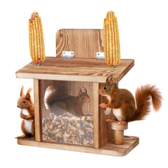 Turosur front view picnic-table feeder showing design and natural finish benefit clear attraction