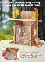 Turosur squirrel perching in use showcasing stable feeder and easy feeding access