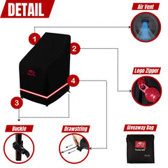Turtle Life bottom buckle and eyelets securing cover against wind