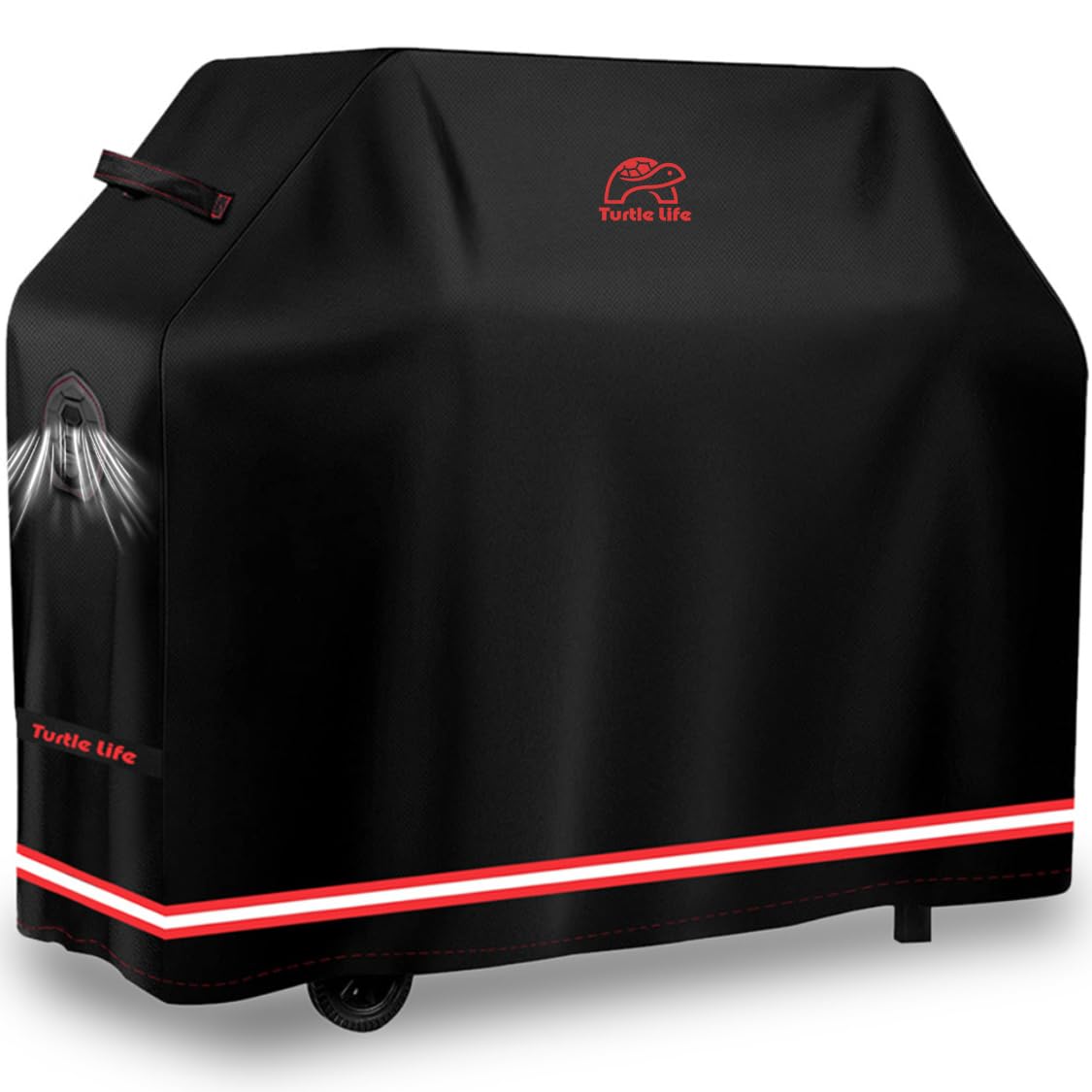 Turtle Life front view of 58-inch cover protecting grill, durable protection