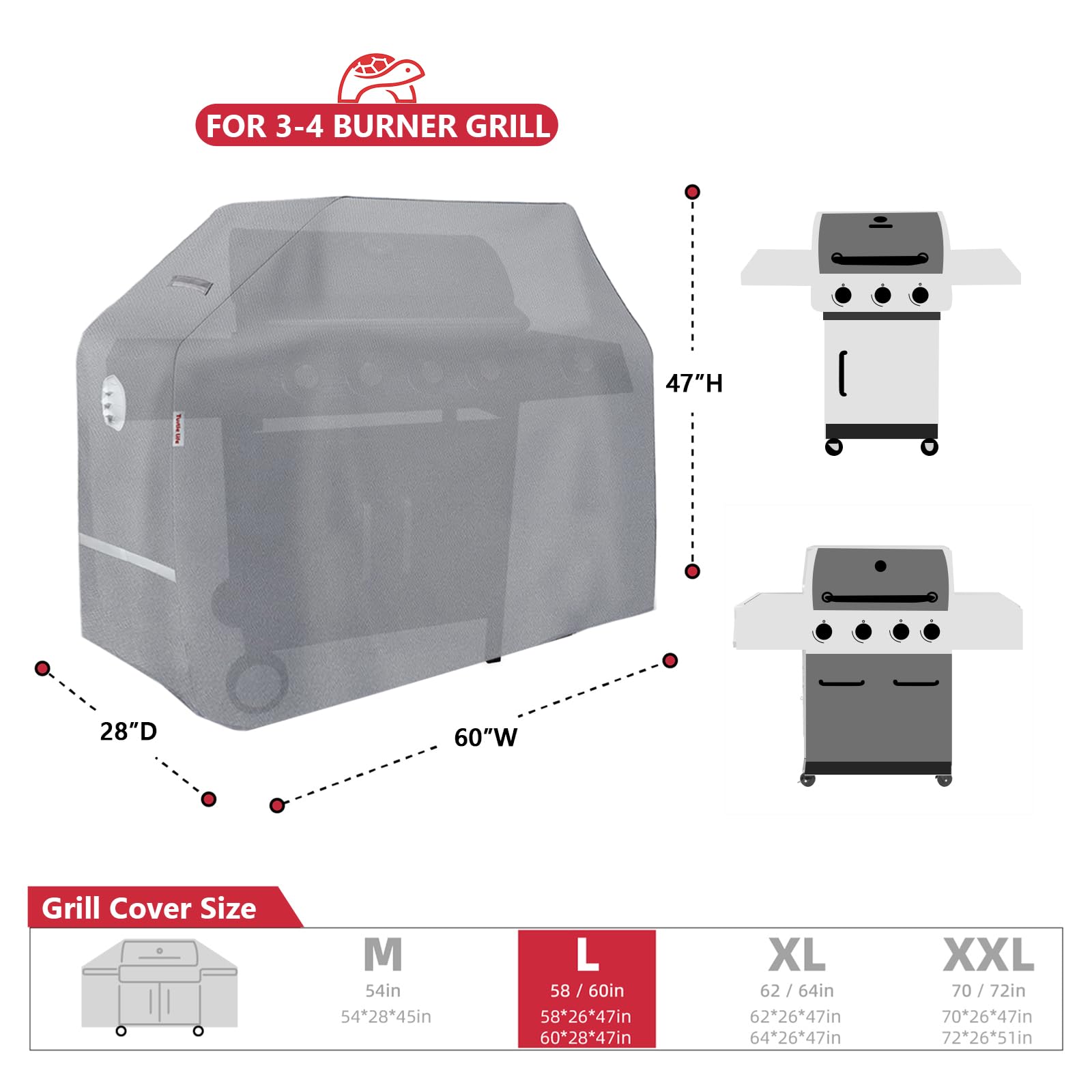 Turtle Life side handle and strap detail for easy fitting and wind resistance