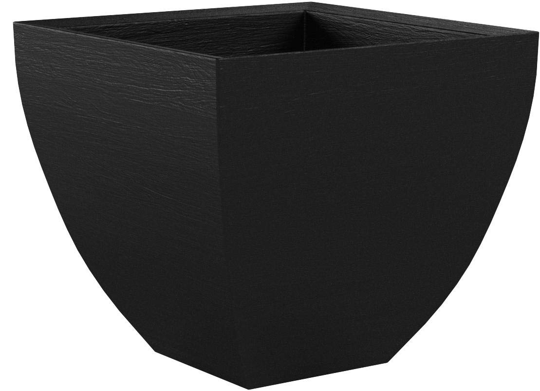 Tusco Products planter next to chair for scale showing 16-inch size and practical footprint