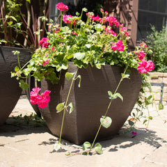Tusco Products planter in use with ornamental shrub showing lightweight ease and stylish display