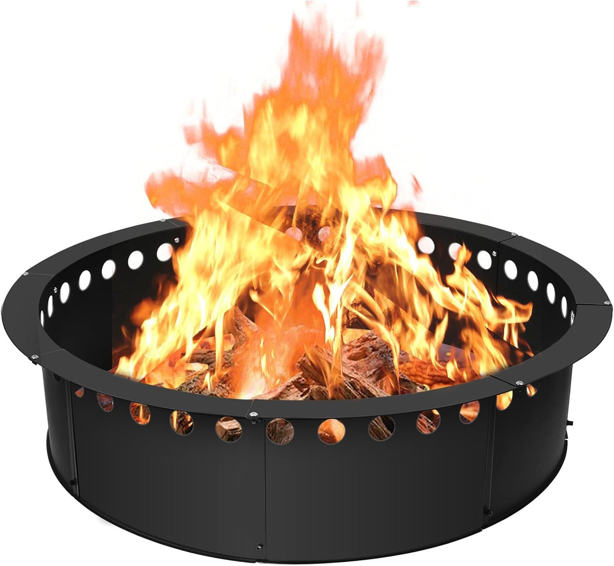TUSGENK front view of fire pit ring showing matte black finish and sturdy build
