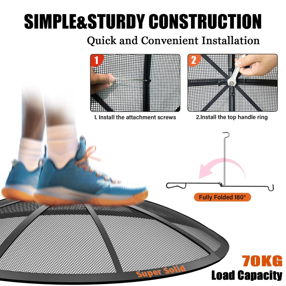 TUSGENK scale comparison showing 30 inch screen on a standard fire bowl