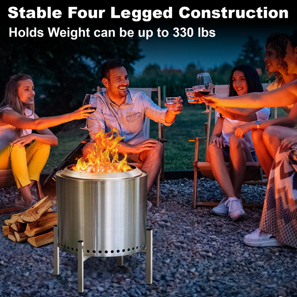 Tusivo firepit stand in use on grass demonstrating safe heat separation benefit