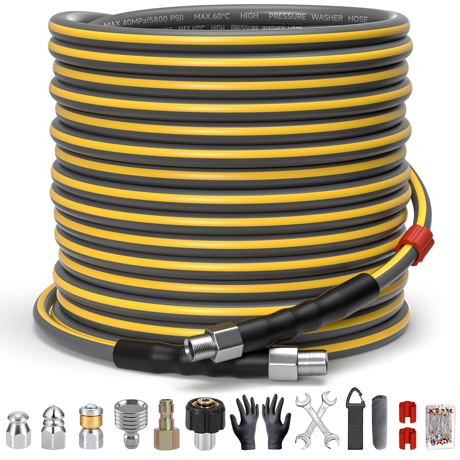 TUTULUCK front packaging showing full sewer jetter kit and benefits