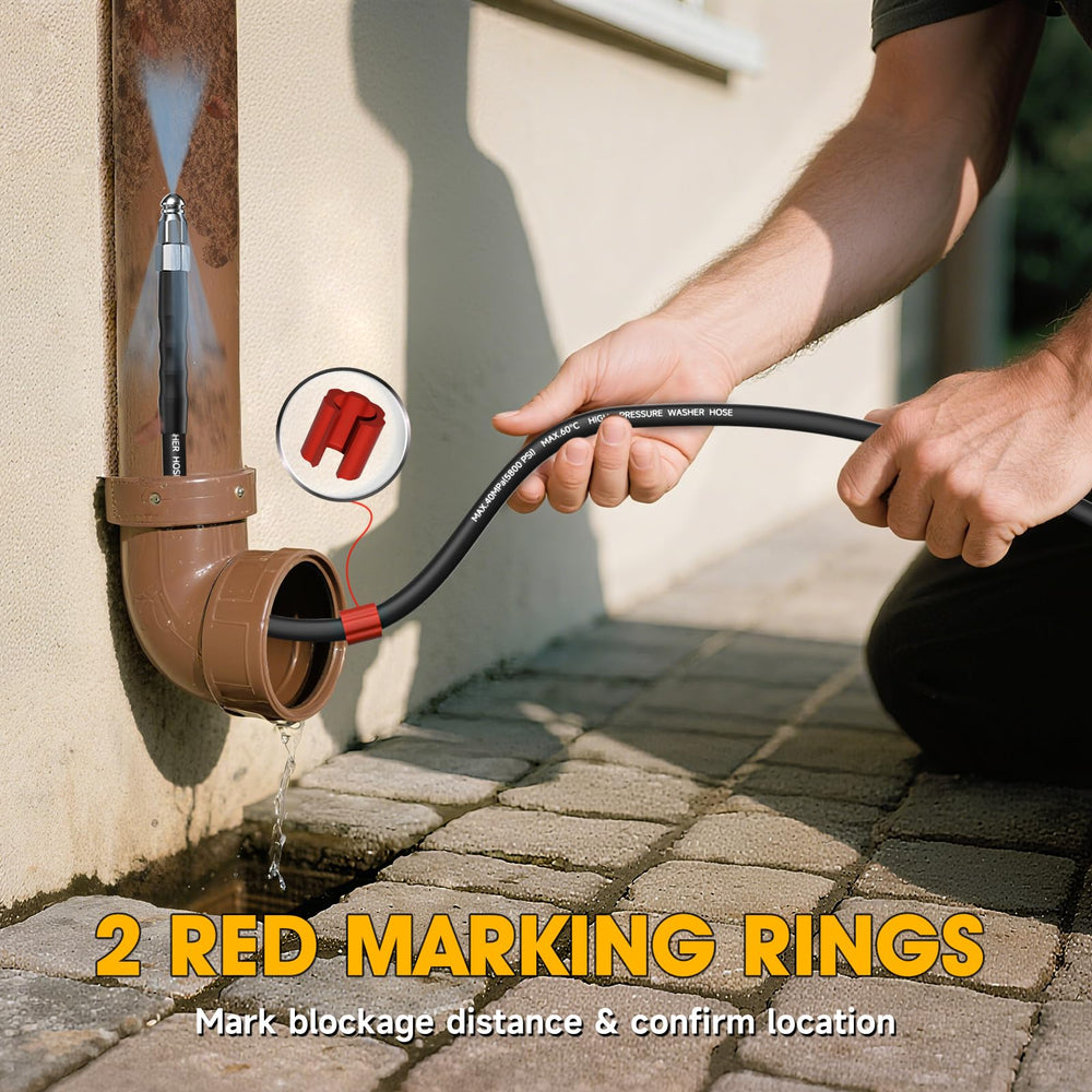 TUTULUCK hose threaded into drain pipe demonstrating penetration