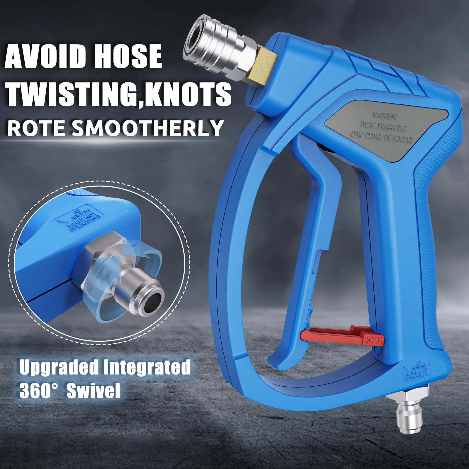 TUTULUCK inlet swivel closeup displaying bearing for kink-free hose rotation