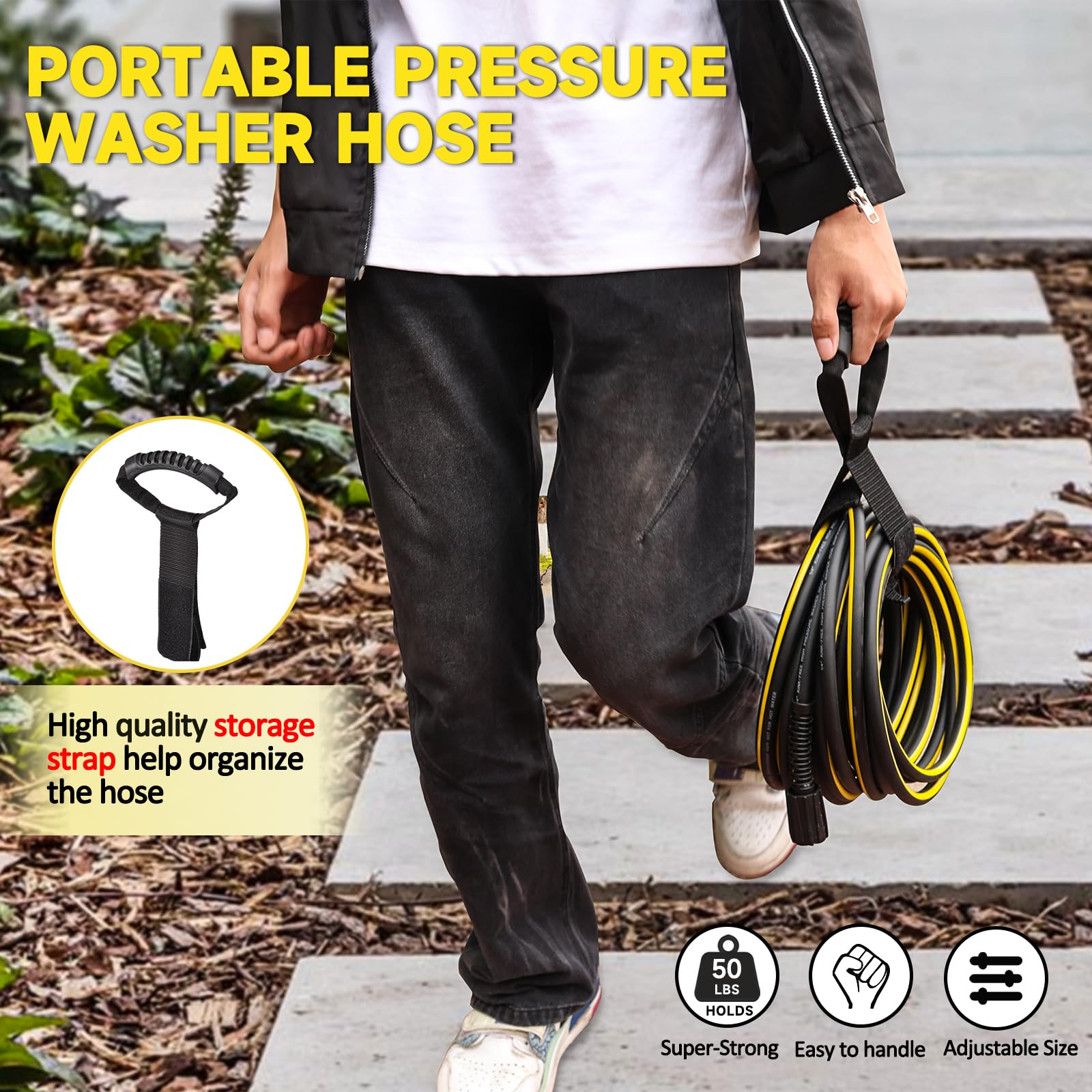 TUTULUCK hose in use cleaning driveway demonstrating cleaning power