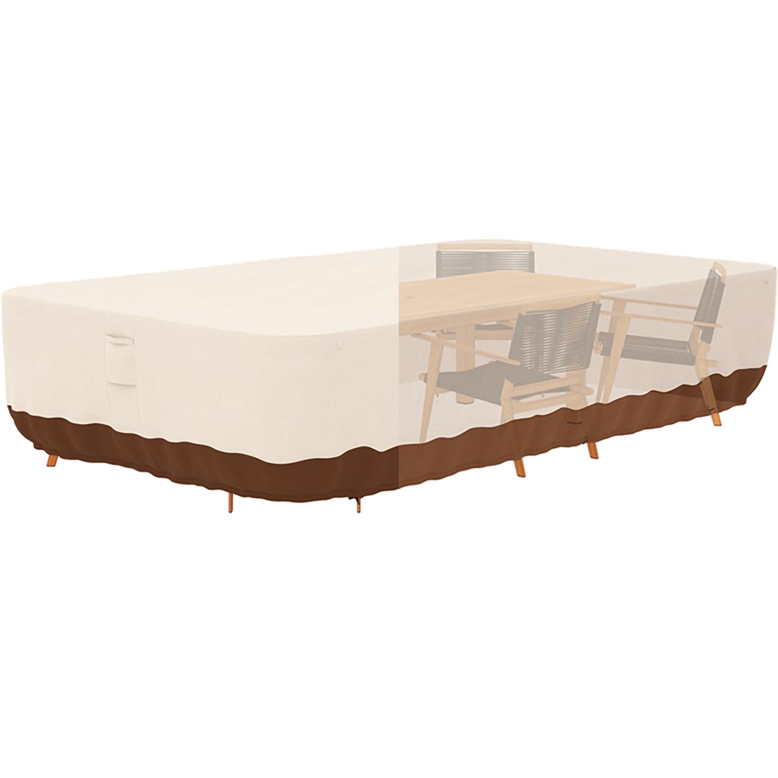 Tuyeho front view of cover protecting dining set keeps furniture dry