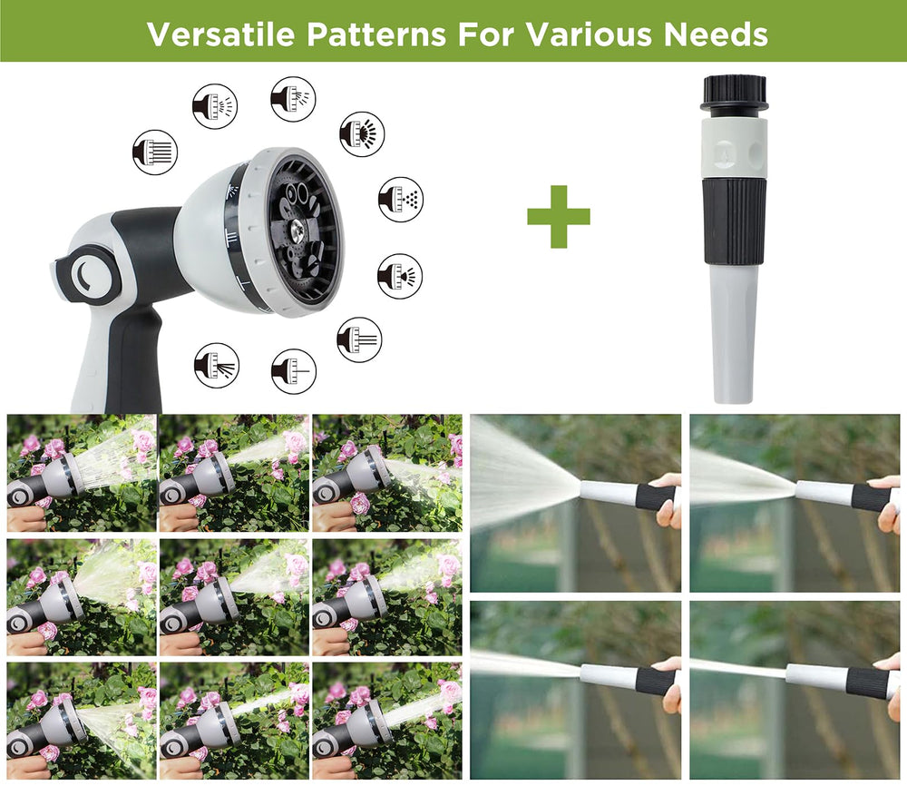 Tuyeho two nozzles and leader hose set showing versatile spray options benefit