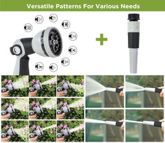 Tuyeho two nozzles and leader hose set showing versatile spray options benefit