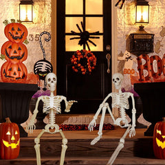 Tuzuaol skeletons seated on steps adding eerie atmosphere and quick party setup