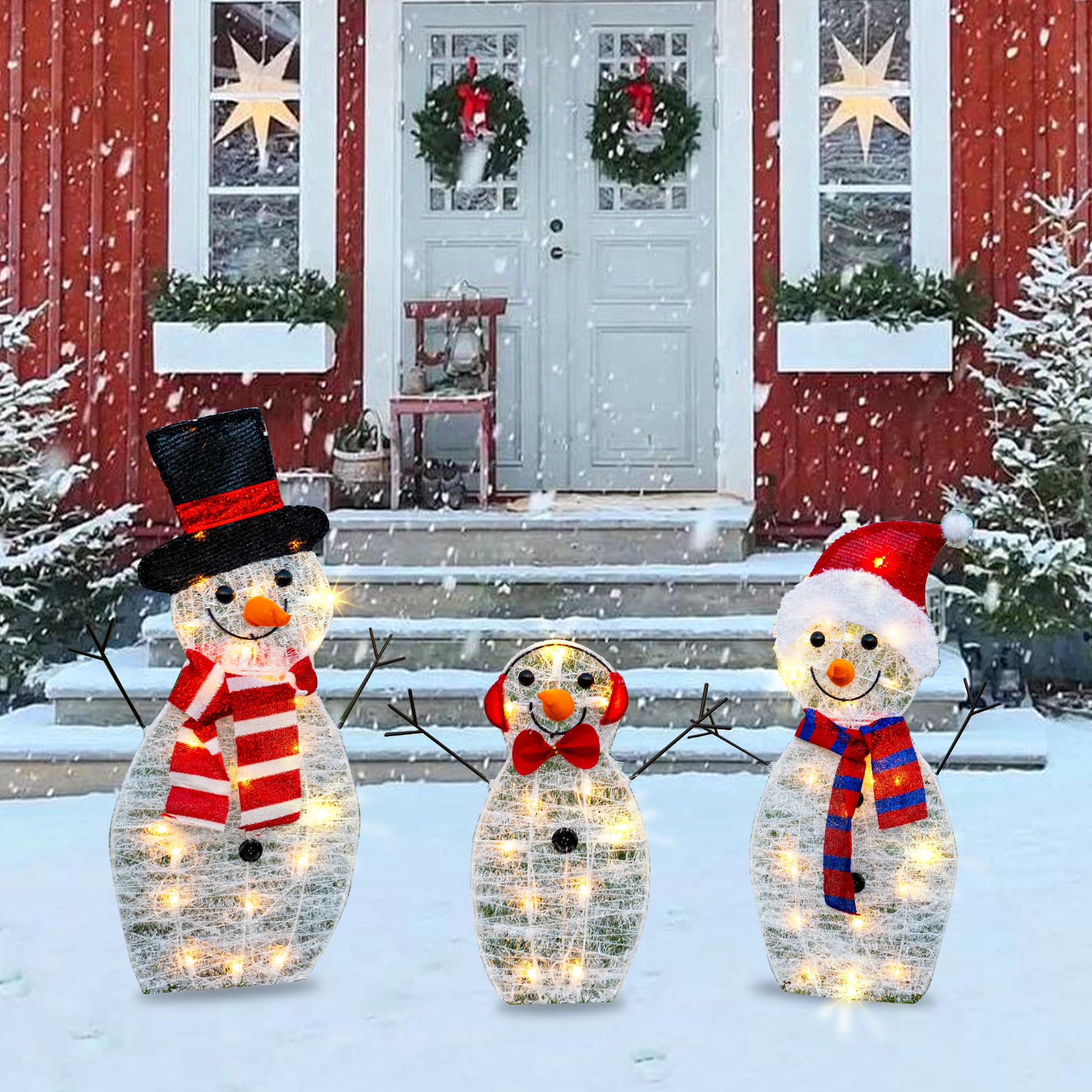 TW SHINE father snowman close-up highlighting warm white lights and sturdy frame