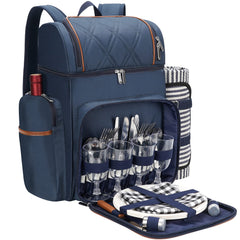 TwentyNext front view of navy picnic backpack showing compartments and handles benefit organized transport