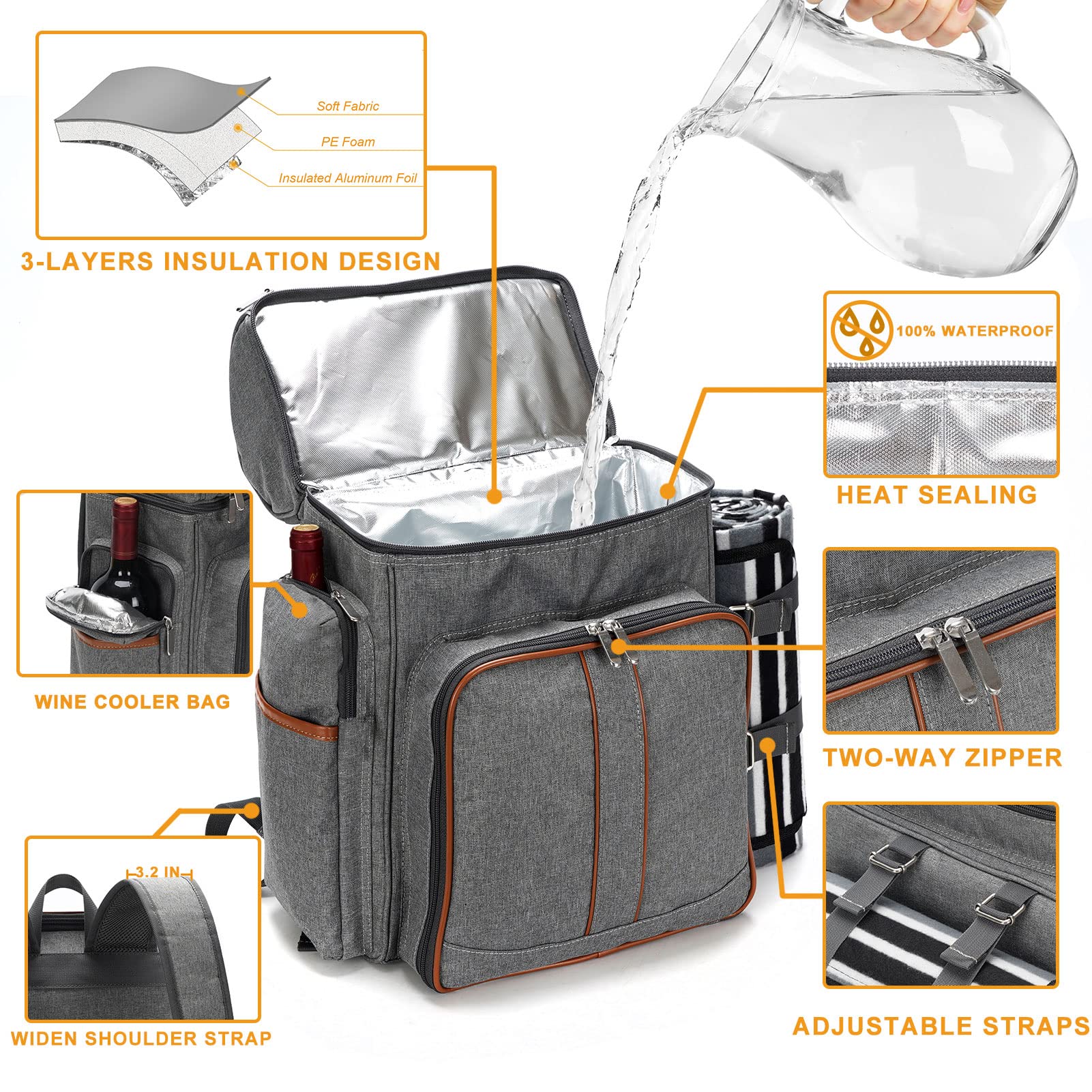 TwentyNext open insulated main compartment holding bottles and chilled food