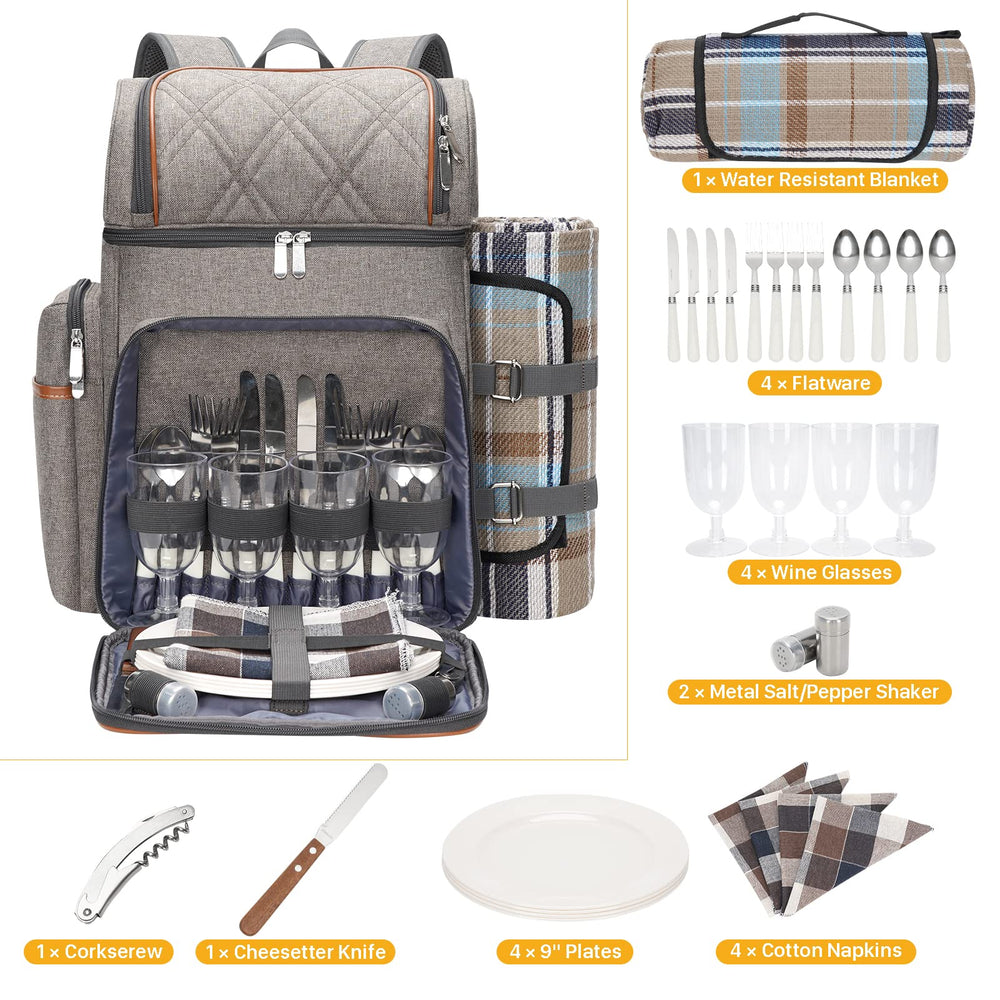 TwentyNext tableware laid out showing complete picnic set for four