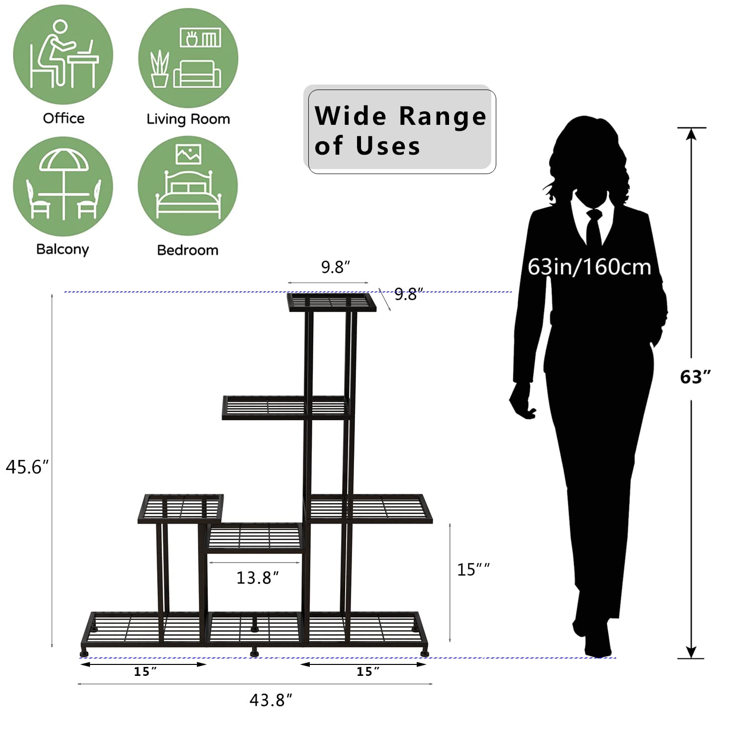Twhep plant stand on balcony holding pots for weather-resistant use