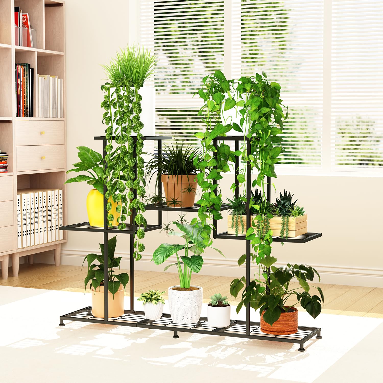 Twhep lifestyle living room corner display adding vertical greenery and decorative appeal