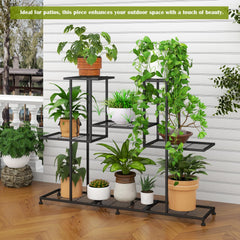 Twhep tier detail with open-slat shelves for improved drainage and airflow for plants