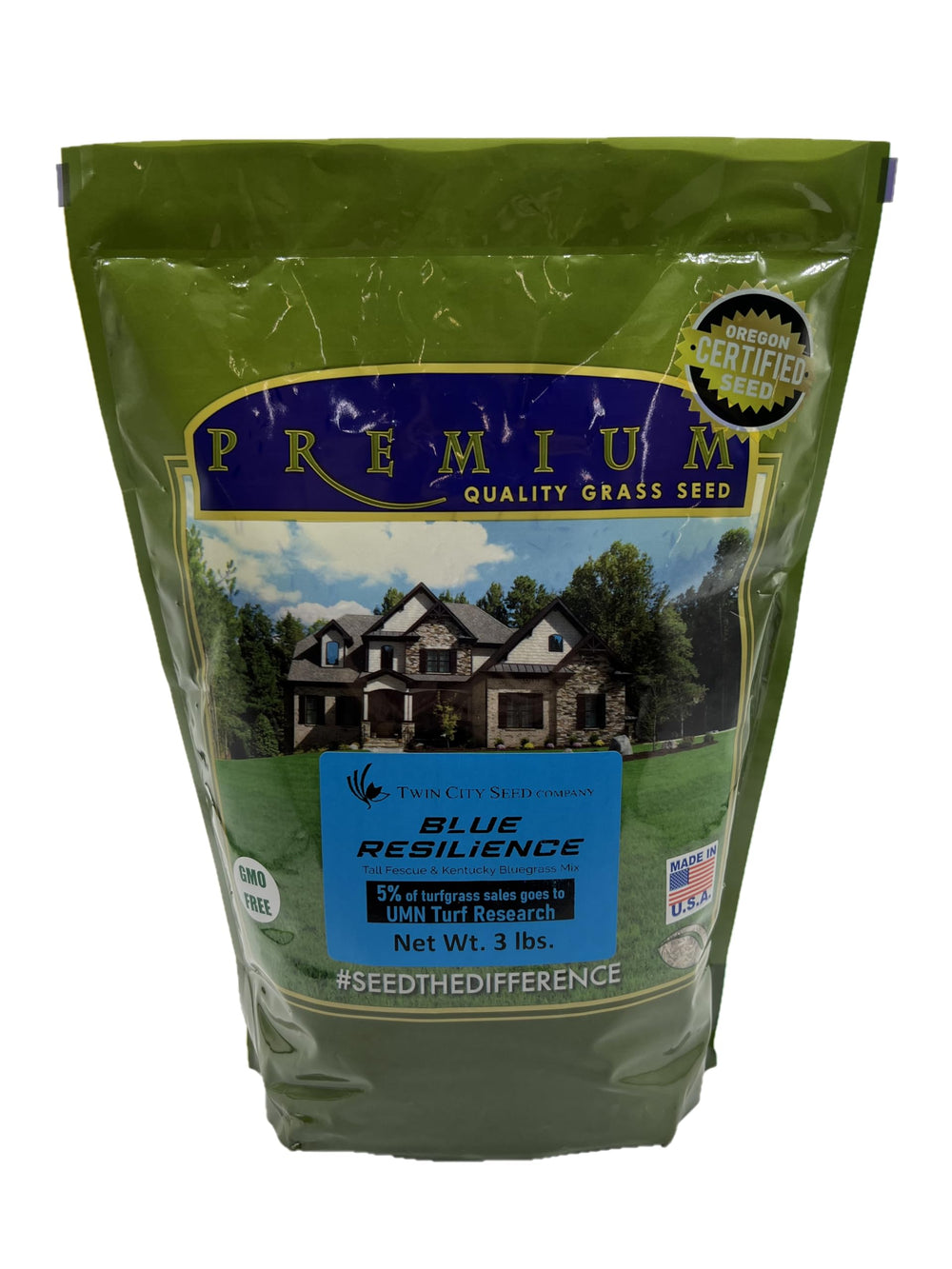 Twin City Seed Co. front packaging showing 3 lb mix and quick establishment benefit