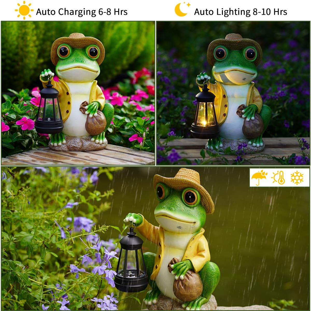 twinbling frog on patio at dusk with warm glow, creates cozy outdoor ambiance