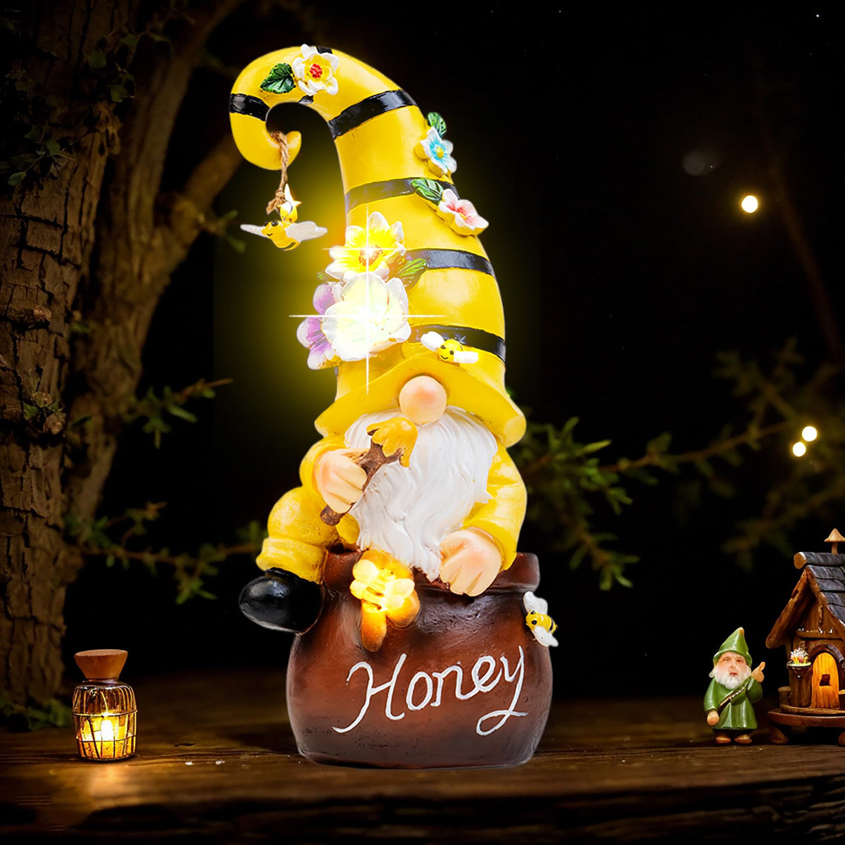 twinbling gnome front view showing cheerful pose and outdoor appeal