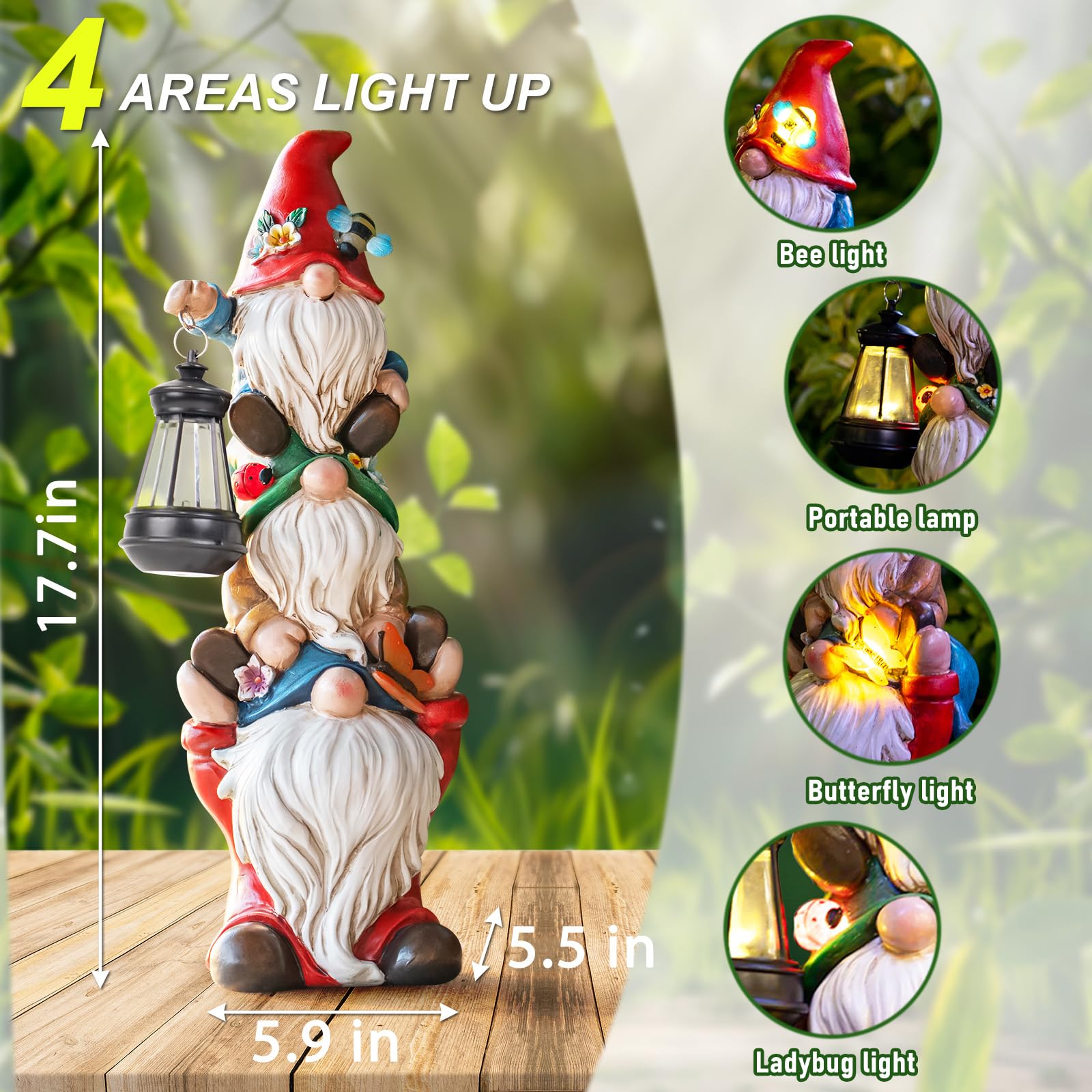 twinbling lantern close-up showing switch and LED for convenient solar lighting