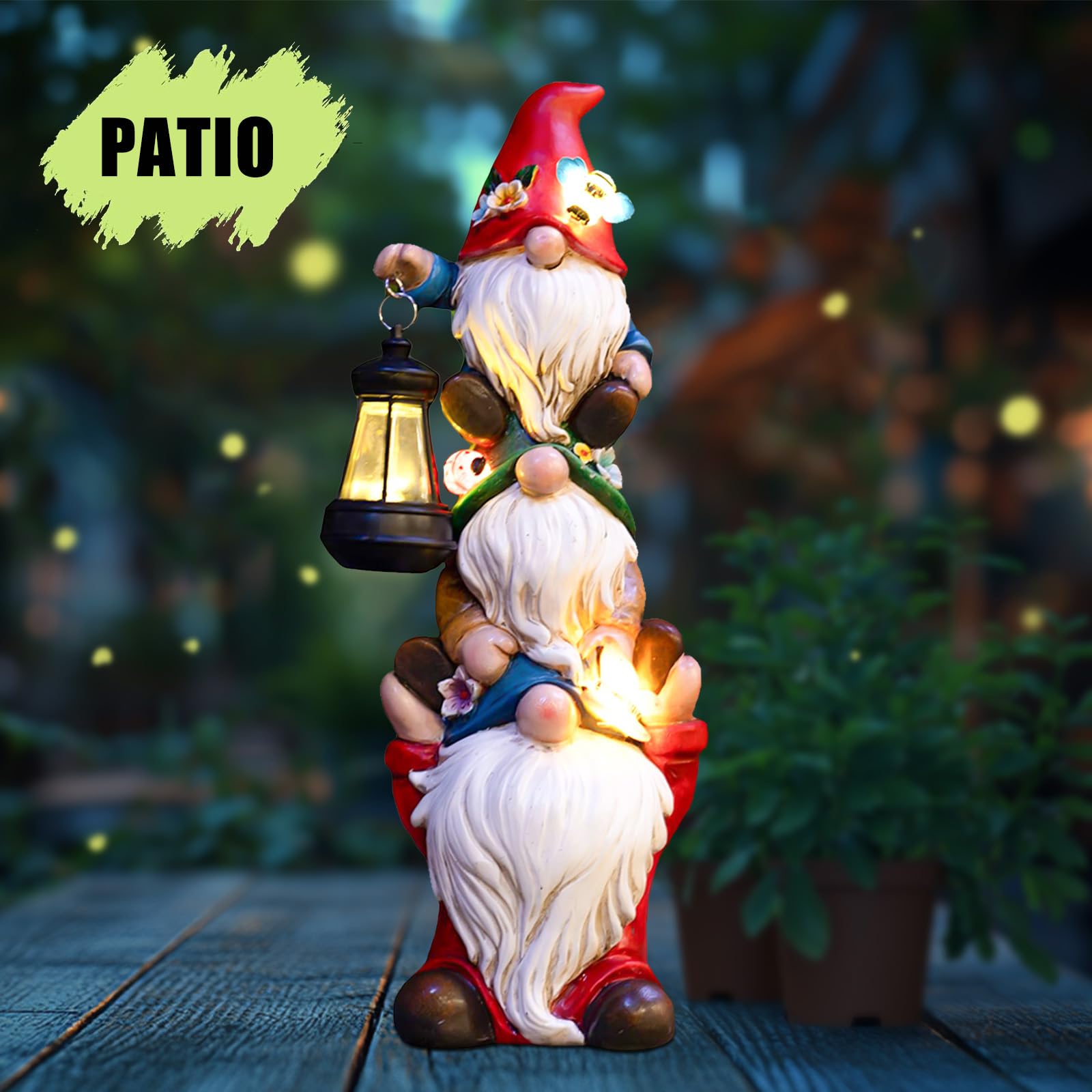 twinbling gnome next to a chair for scale showing the 17-inch size and presence