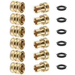 Twinkle Star front view of six brass quick connect sets showing durable construction and value