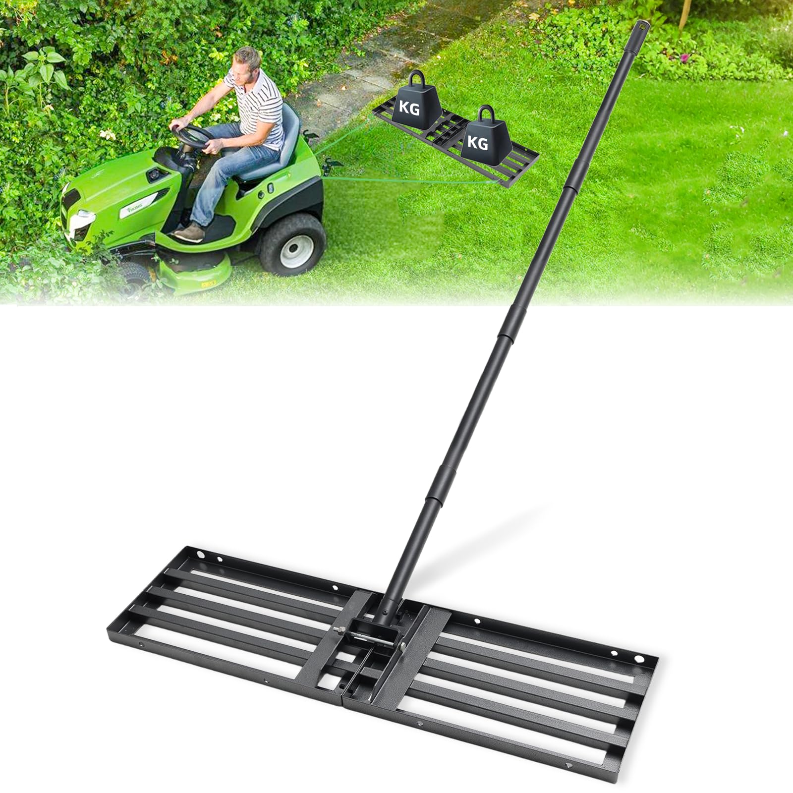 TwinkleTool front view of stainless steel rake head showing robust build and coverage