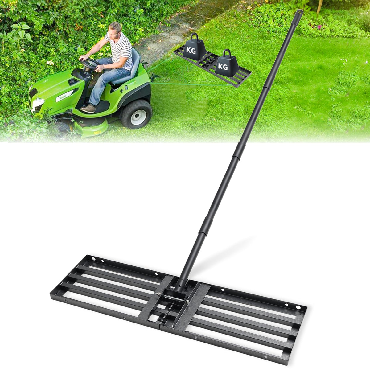 TwinkleTool front view of stainless steel rake head showing robust build and coverage