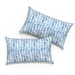 TWLEAR front view of two pebble blue lumbar pillows adds style and outdoor durability