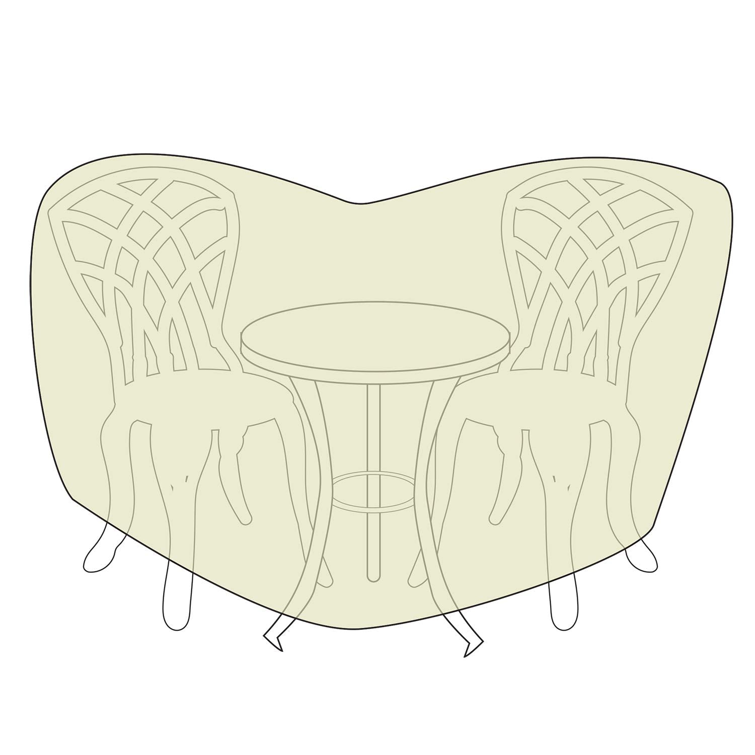 Two Dogs Designs cover on a bar-height table and chairs protecting from sun and rain
