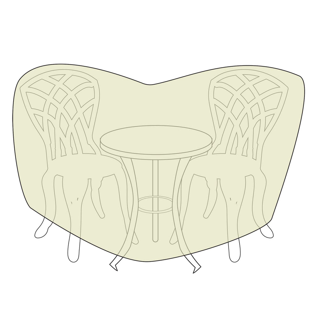 Two Dogs Designs cover on a bar-height table and chairs protecting from sun and rain
