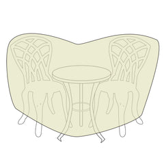 Two Dogs Designs cover on a bar-height table and chairs protecting from sun and rain