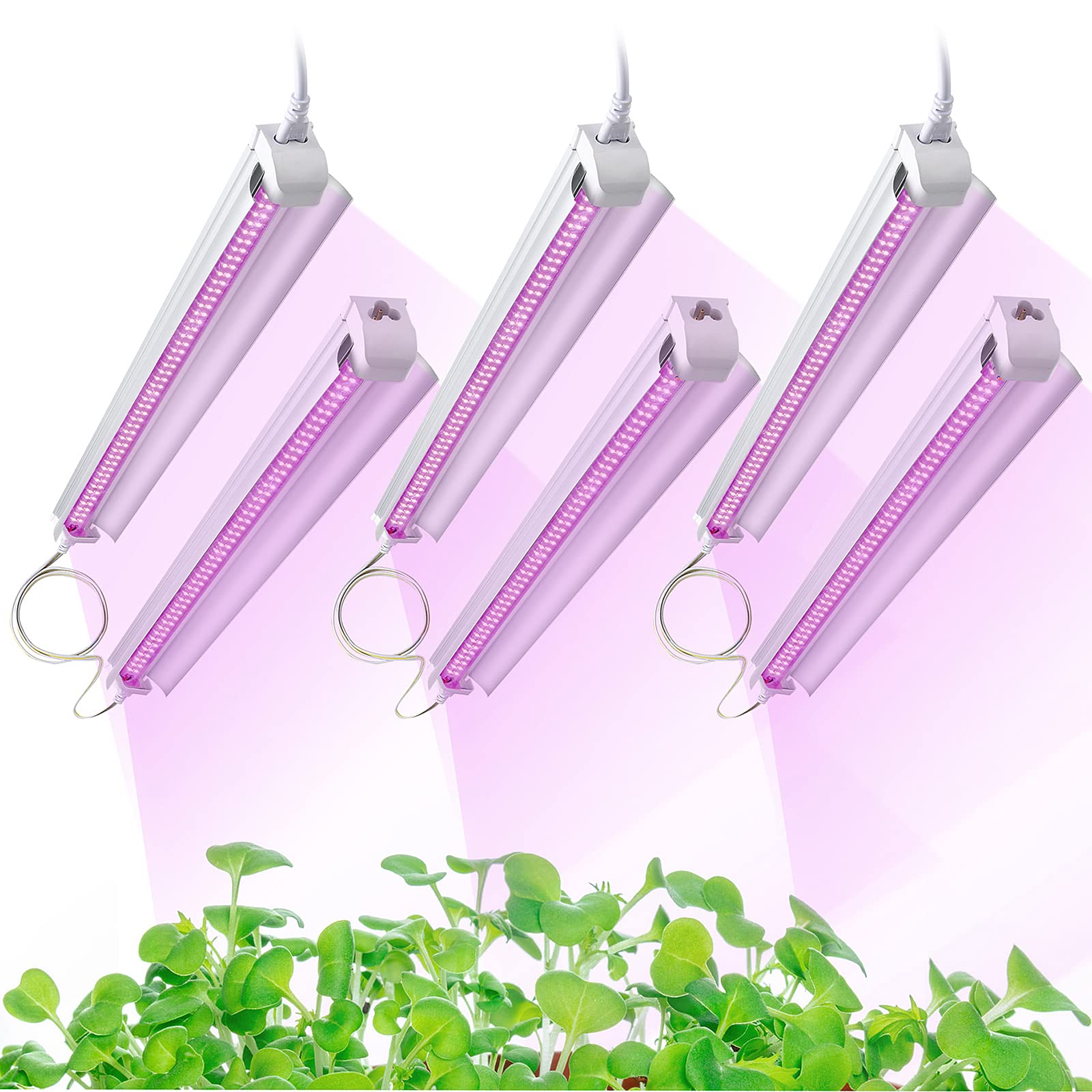 TYAGMAM front view of six 4ft T8 grow lights showing complete kit benefits